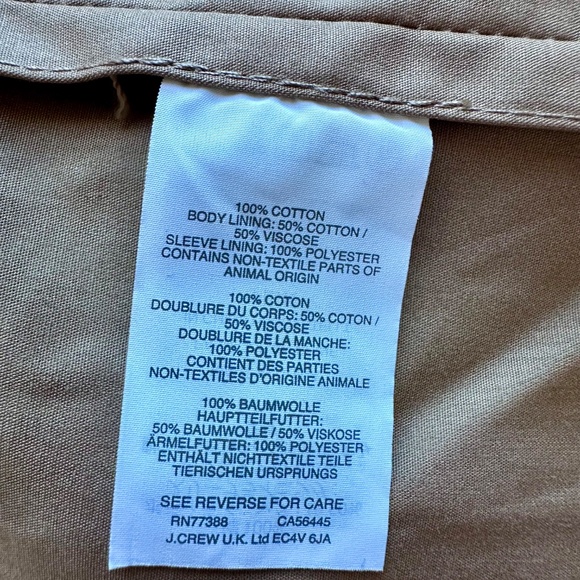 J. Crew Ludlow khaki double-breasted trench coat, size S - Picture 6 of 9